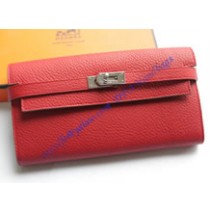 Hermes Kelly Long Wallet HW708 red